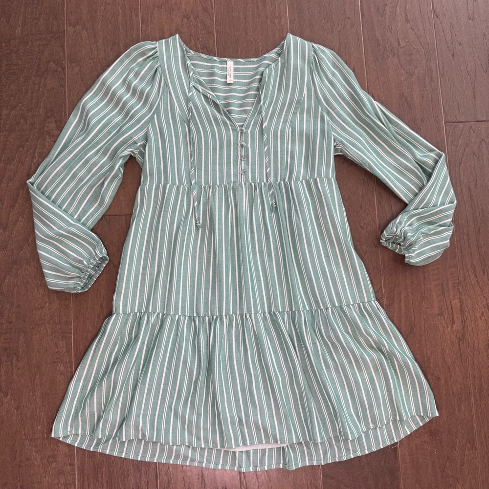 Gentle Fawn Green Striped Midi Dress - Picture 3 of 16